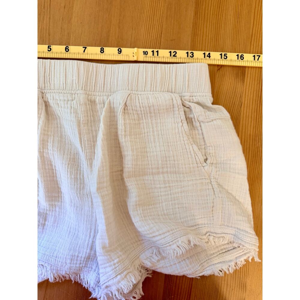 Prana Hideaways Shorts Organic Cotton Gauze Ivory Frayed Hem Size Small - Picture 7 of 10